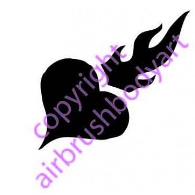 0230 heart with flames re-usable stencil